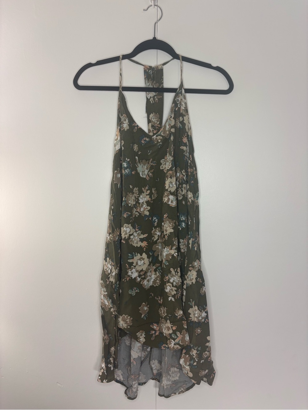 Oneill Olive Floral Adjuatable Halter high Low Dress